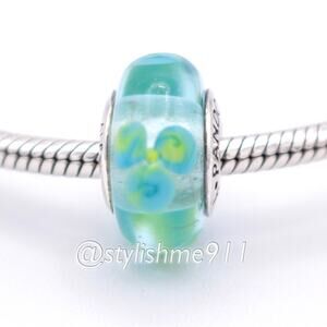 Authentic PANDORA Clear Teal Flowers Charm - 790607